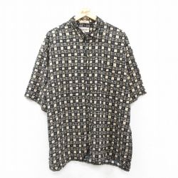 XL★古着 半袖 シャツ メンズ 00年代 00s 大きいサイズ レーヨン 黒他 ブラック 25apr10 中古 トップス