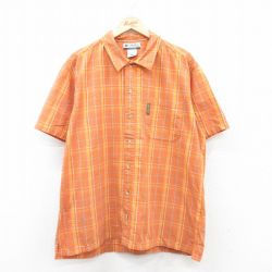 XL★古着 コロンビア COLUMBIA 半袖 シャツ メンズ 00年代 00s 大きいサイズ コットン オレンジ系他 チェック 【spe】 25apr10 中古 トップス
