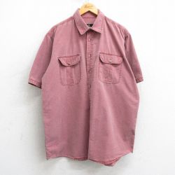 【50%OFF】XL★古着 レッドヘッド 半袖 シャツ メンズ 00年代 00s 大きいサイズ ロング丈 コットン 赤系 レッド 25apr10 中古 トップス