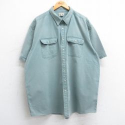 XL★古着 エルエルビーン LLBEAN 半袖 シャツ メンズ 00年代 00s 大きいサイズ ロング丈 コットン 薄緑 グリーン 25apr10 中古 トップス