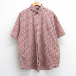 XL★古着 ピューリタン 半袖 シャツ メンズ 00年代 00s 大きいサイズ ボタンダウン 赤他 レッド チェック 25apr10 中古 トップス