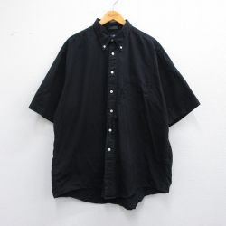 XL★古着 ノーティカ NAUTICA 半袖 ブランド シャツ メンズ 90年代 90s ワンポイントロゴ 大きいサイズ コットン ボタンダウン 黒 ブラック 【spe】 25apr10 中古 トップス