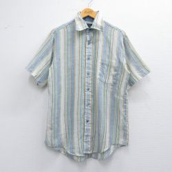 M★古着 JCペニー 半袖 シャツ メンズ 80年代 80s 紺他 ネイビー ストライプ 25apr10 中古 トップス