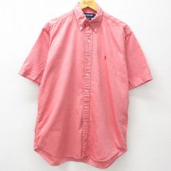 XL★古着 ラルフローレン Ralph Lauren ポロゴルフ 半袖 ブランド シャツ メンズ 90年代 90s ワンポイントロゴ TILDEN コットン ボタンダウン 赤 レッド 25apr11 中古 トップス