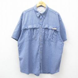 【50%OFF】XL★古着 コロンビア COLUMBIA 半袖 シャツ メンズ 00年代 00s 大きいサイズ ロング丈 紺他 ネイビー チェック 内側メッシュ 25apr11 中古 トップス