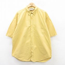 【50%OFF】XL★古着 半袖 シャツ メンズ 90年代 90s 大きいサイズ コットン ボタンダウン 黄 イエロー 25apr12 中古 トップス