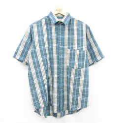 L★古着 アロー 半袖 シャツ メンズ 00年代 00s 紺系他 ネイビー チェック 25apr12 中古 トップス