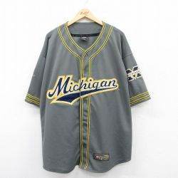 XL★古着 半袖 ベースボール シャツ メンズ ミシガンウルヴァリンズ 大きいサイズ 濃グレー他 25apr12 中古 トップス