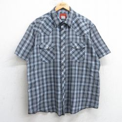 XL★古着 ラスラー 半袖 ウエスタン シャツ メンズ 80年代 80s 大きいサイズ 黒他 ブラック チェック 25apr14 中古 トップス
