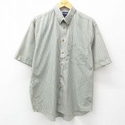 L★古着 ピューリタン 半袖 シャツ メンズ 00年代 00s ボタンダウン 緑他 グリーン ストライプ 25apr16 中古 トップス