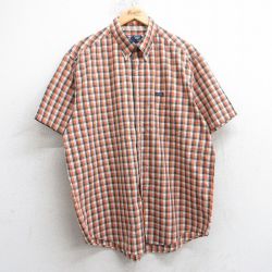 XL★古着 ラルフローレン Ralph Lauren チャップス 半袖 ブランド シャツ メンズ 90年代 90s 大きいサイズ ボタンダウン オレンジ他 チェック 25apr17 中古 トップス