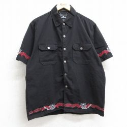 L★古着 半袖 シャツ メンズ エンジン 黒 ブラック 25apr17 中古 トップス