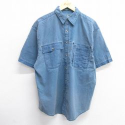 XL★古着 半袖 シャツ メンズ 00年代 00s コットン 紺 ネイビー 25apr18 中古 トップス