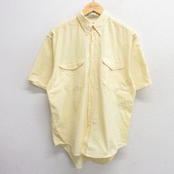 XL★古着 ドッカーズ 半袖 シャツ メンズ 90年代 90s ワンポイントロゴ コットン ボタンダウン 黄 イエロー 25apr18 中古 トップス