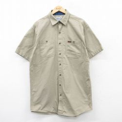 XL★古着 カーハート Carhartt 半袖 シャツ メンズ ロング丈 ベージュ系 カーキ 25apr18 中古 トップス