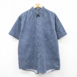 XL★古着 半袖 シャツ メンズ 90年代 90s 大きいサイズ コットン ボタンダウン 紺他 ネイビー 25apr18 中古 トップス