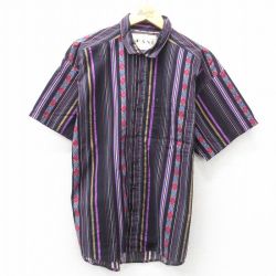 【50%OFF】90s 半袖シャツ ブラックストライプ M | 古着