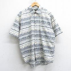 90s 半袖シャツ 総柄 生成り XL | 古着