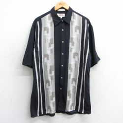 L★古着 半袖 シャツ メンズ 90年代 90s レーヨン 黒他 ブラック 25apr19 中古 トップス