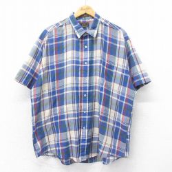 【50%OFF】XL★古着 半袖 シャツ メンズ 90年代 90s 大きいサイズ 紺他 ネイビー チェック 25apr19 中古 トップス