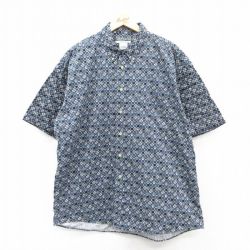 XL★古着 マンシングウェア 半袖 シャツ メンズ 大きいサイズ コットン ボタンダウン 紺 ネイビー 25apr19 中古 トップス