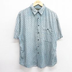 【50%OFF】L★古着 半袖 シャツ メンズ 90年代 90s 総柄 レーヨン 薄紺他 ネイビー 25apr21 中古 トップス
