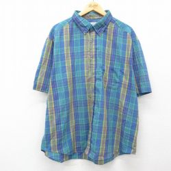 【50%OFF】XL★古着 半袖 シャツ メンズ 00年代 00s 大きいサイズ ボタンダウン 青他 ブルー チェック 25apr21 中古 トップス