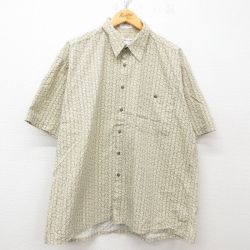 XL★古着 ピエールカルダン pierre cardin 半袖 ブランド シャツ メンズ 90年代 90s 花柄 大きいサイズ コットン ベージュ系他 カーキ 25apr21 中古 トップス