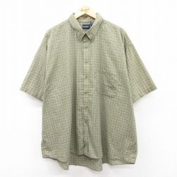 XL★古着 ピューリタン 半袖 シャツ メンズ 00年代 00s 大きいサイズ ボタンダウン 緑他 グリーン チェック 25apr23 中古 トップス
