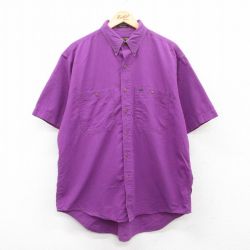XL★古着 半袖 シャツ メンズ 00年代 00s コットン ボタンダウン 紫 パープル 25apr23 中古 トップス