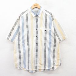 XL★古着 半袖 シャツ メンズ 90年代 90s 白他 ホワイト ストライプ 25apr23 中古 トップス