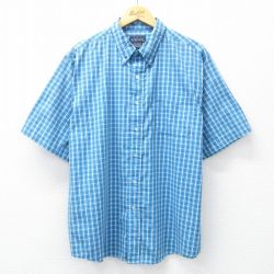 XL★古着 ベーシックエディションズ 半袖 シャツ メンズ 00年代 00s ボタンダウン 水色他 チェック 25apr23 中古 トップス