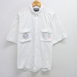 L★古着 半袖 シャツ メンズ 90年代 90s WEEKENDS 地図 コットン 白 ホワイト 25apr23 中古 トップス