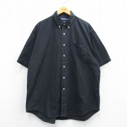 XL★古着 ラルフローレン Ralph Lauren ゴルフ 半袖 ブランド シャツ メンズ 90年代 90s ワンポイントロゴ TILDEN 大きいサイズ ロング丈 コットン ボタンダウン 黒 ブラック 【spe】 25apr23 中古 トップス