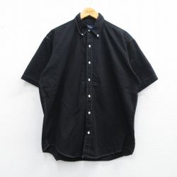 XL★古着 ラルフローレン Ralph Lauren 半袖 ブランド シャツ メンズ 90年代 90s ワンポイントロゴ BLAKE コットン ボタンダウン 黒 ブラック 25apr23 中古 トップス