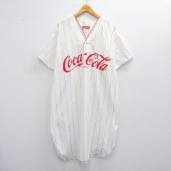 【20%OFF】XL★古着 半袖 シャツ メンズ 90年代 90s コカコーラ ロング丈 USA製 白他 ホワイト ストライプ 【spe】 25apr23 中古 トップス