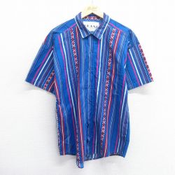 【50%OFF】90s 半袖シャツ ネイビーストライプ M | 古着