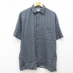 L★古着 半袖 シャツ メンズ 00年代 00s 総柄 紺他 ネイビー 25apr23 中古 トップス