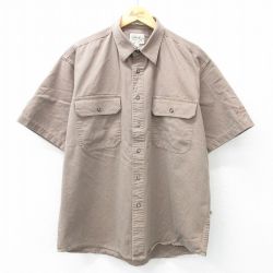 XL★古着 カベラス 半袖 シャツ メンズ 大きいサイズ コットン 濃ベージュ カーキ 25apr23 中古 トップス