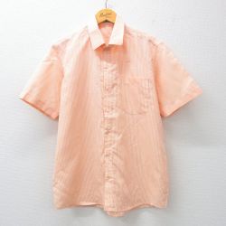 L★古着 半袖 シャツ メンズ 90年代 90s オレンジ他 ストライプ 25apr23 中古 トップス