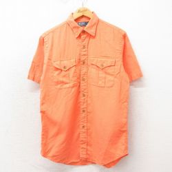 M★古着 ラルフローレン Ralph Lauren 半袖 ブランド シャツ メンズ 90年代 90s リネン オレンジ 25apr25 中古 トップス