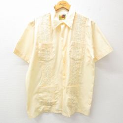 XL★古着 HABAND 半袖 キューバ シャツ メンズ 90年代 90s 黄 イエロー 25apr26 中古 トップス