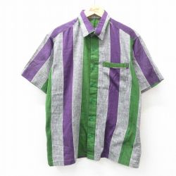 L★古着 半袖 シャツ メンズ 紫他 パープル ストライプ 25apr26 中古 トップス
