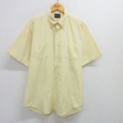 XL★古着 シアーズ 半袖 シャツ メンズ 80年代 80s ロング丈 黄色 イエロー 25apr26 中古 トップス