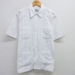 XL★古着 HABAND 半袖 キューバ シャツ メンズ 90年代 90s 刺繍 白 ホワイト 25apr26 中古 トップス