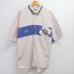 XL★古着 半袖 シャツ メンズ 00年代 00s ロング丈 コットン 薄ピンク他 25apr26 中古 トップス