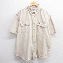【50%OFF】XL★古着 カーハート Carhartt 半袖 シャツ メンズ 大きいサイズ コットン ボタンダウン ベージュ カーキ 25apr28 中古 トップス
