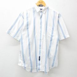 【50%OFF】L★古着 半袖 シャツ メンズ 90年代 90s 白他 ホワイト ストライプ 25apr28 中古 トップス