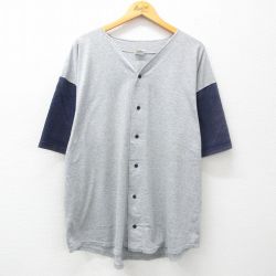 XL★古着 半袖 ベースボール シャツ メンズ 90年代 90s リプトン マグルートビア 大きいサイズ コットン USA製 グレー 霜降り 【spe】 25apr28 中古 トップス