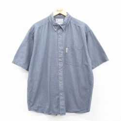 XL★古着 コロンビア COLUMBIA 半袖 シャツ メンズ 00年代 00s コットン ボタンダウン 紺他 ネイビー チェック 25apr28 中古 トップス